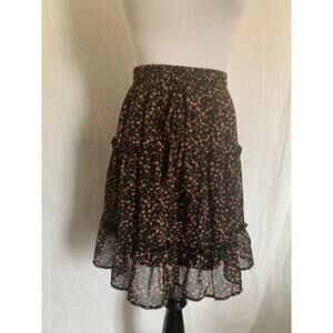 Black Floral Mini Skirt Juniors Size L